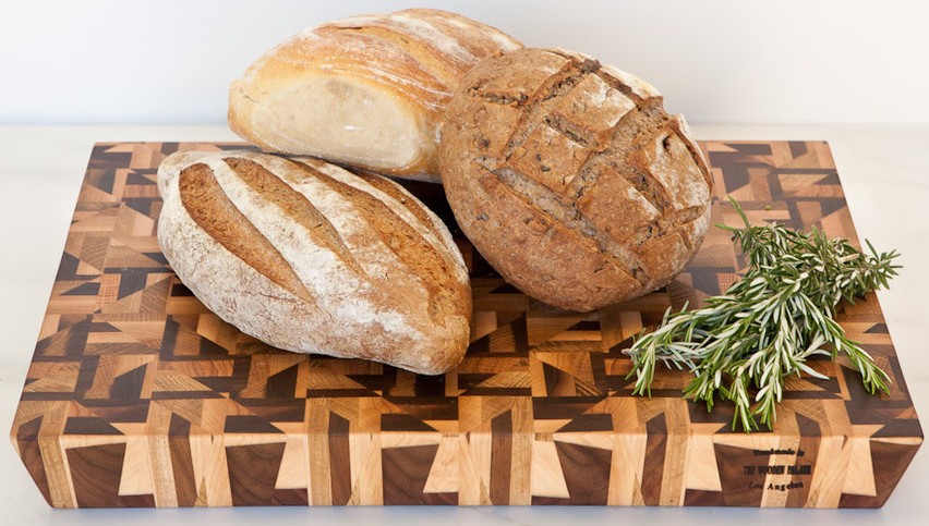 artisan bread on cutting board