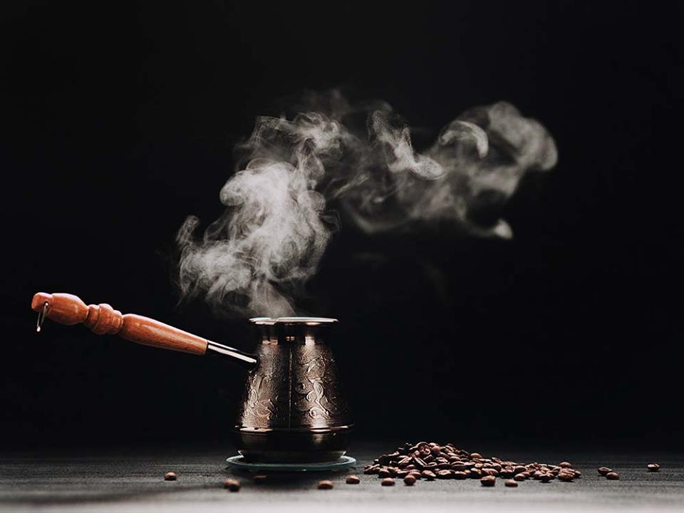 steaming coffee