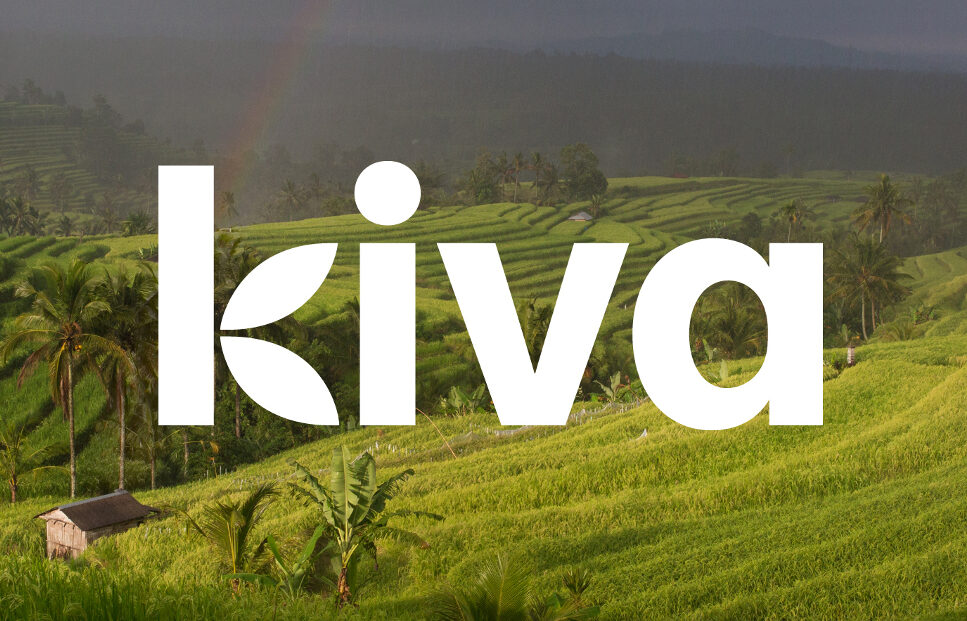 Kiva logo overlayed on landscape