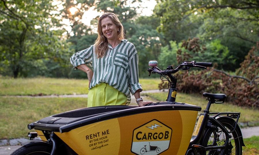 Dot with one of her cargo bikes